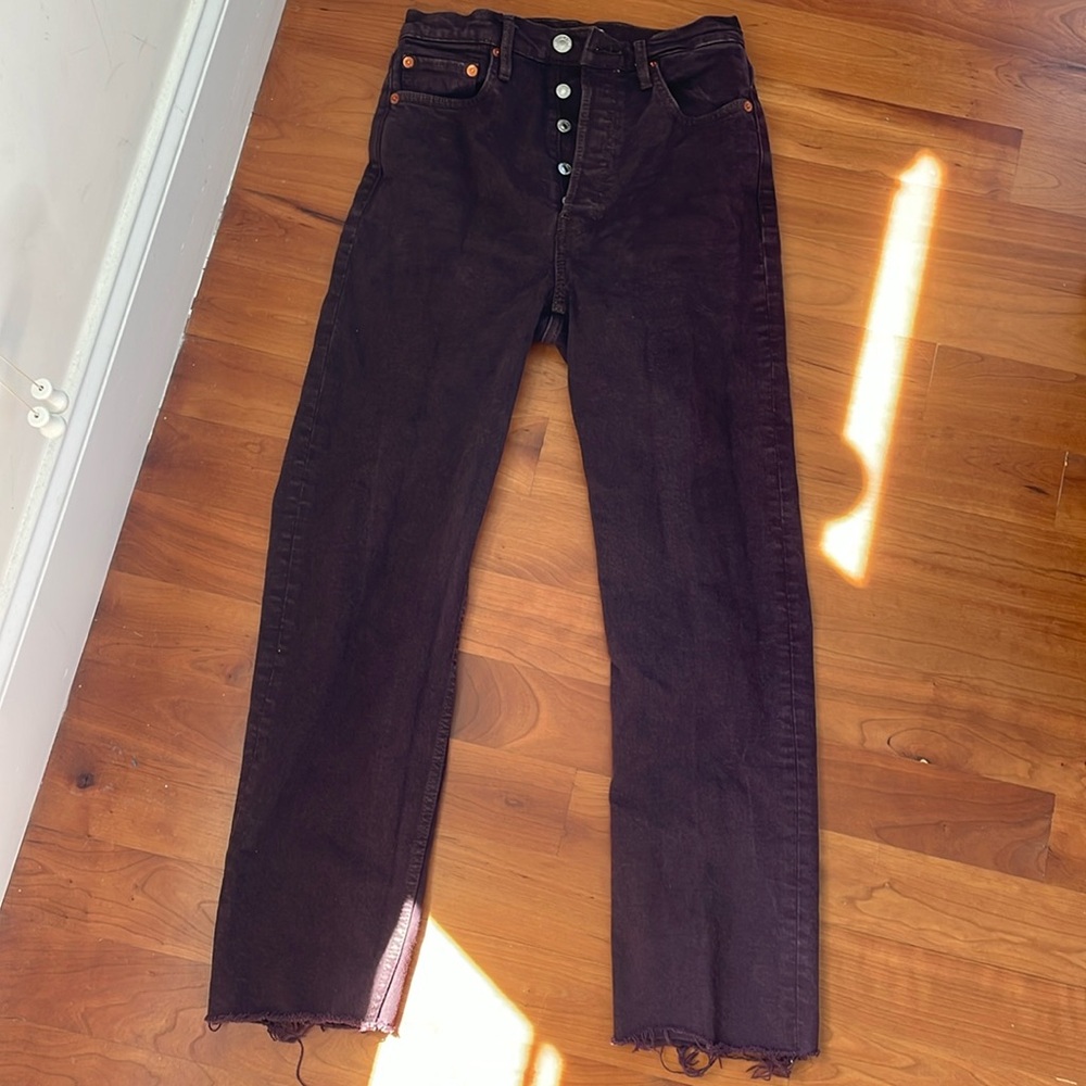 RE/DONE High-Rise Straight Leg Jeans Burgundy Jeans
